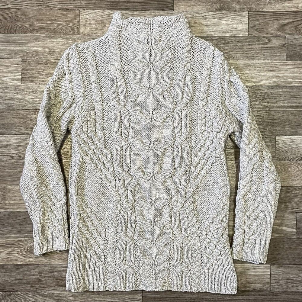 Vintage Aran Mor Cable Knit Wool Sweater Women’s Medium Gray Made In Ireland